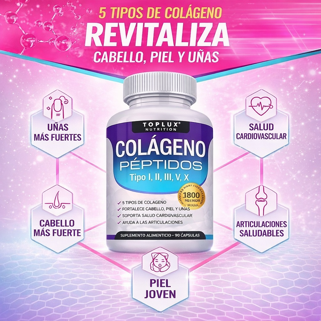 COLAGENO  5 EN 1   (PIEL Y CABELLO)✅ (ARTICULACIONES)✅ (TEJIDOS Y MUSCULOS) ✅(HUESOS Y ORGANOS) ✅(SALUD OSEA)