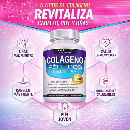 COLAGENO  5 EN 1   (PIEL Y CABELLO)✅ (ARTICULACIONES)✅ (TEJIDOS Y MUSCULOS) ✅(HUESOS Y ORGANOS) ✅(SALUD OSEA)