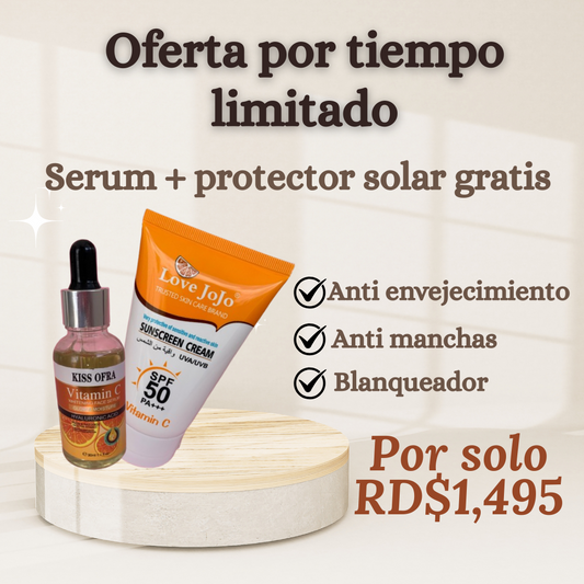 Serum rejuvenecedor y anti manchas + protector solar gratis