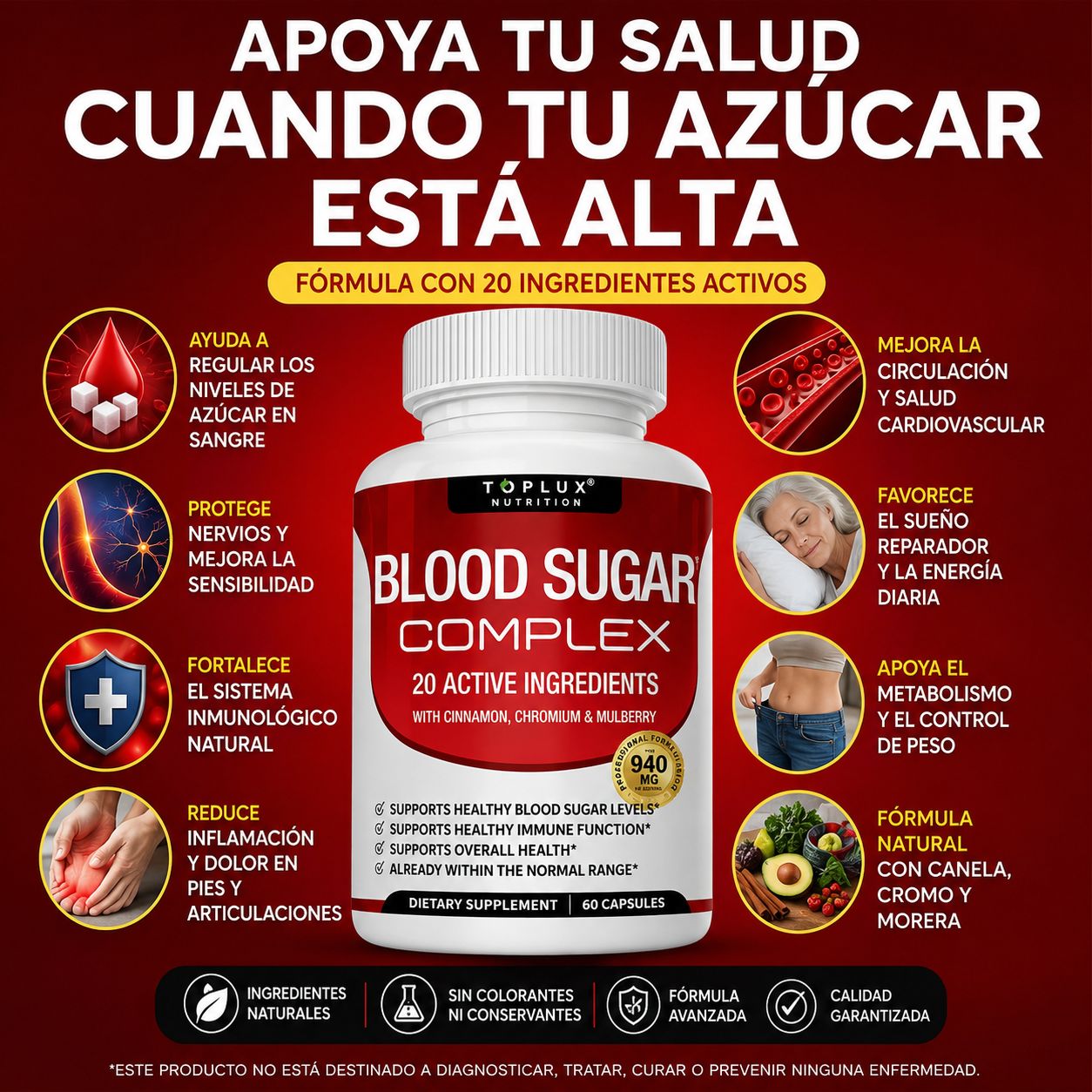 Blood Sugar - Suplemento para regular el azucar en sangre - Glucosa