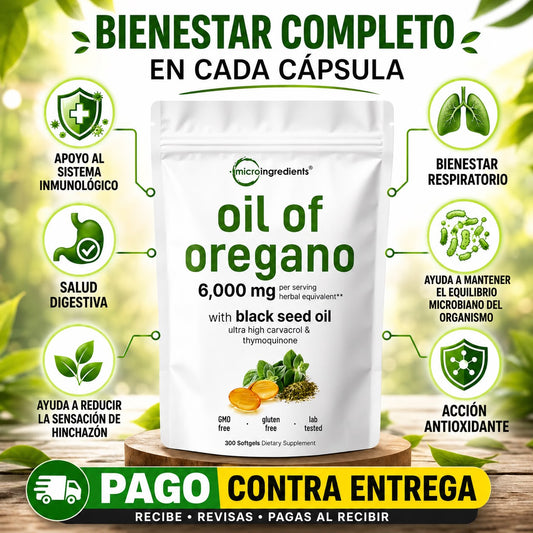 Aceite de orégano en cápsulas (300 capsulas )   - apoya defensas, vías respiratorias, digestión y bienestar general.