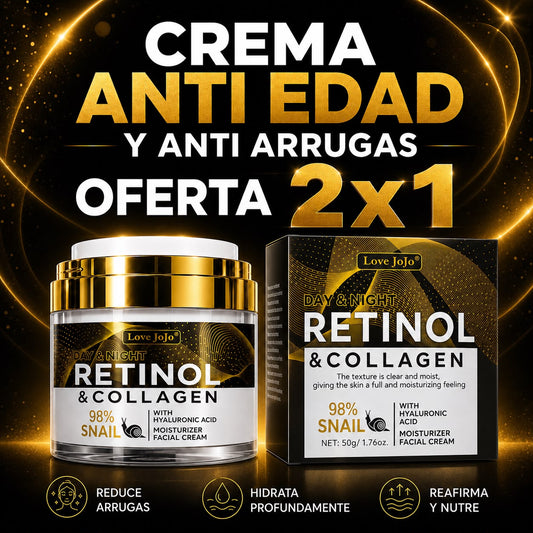 OFERTA 2X1 Crema anti edad y anti arrugas 4 en 1 , colageno, acido hialuronico, retinol y caracol
